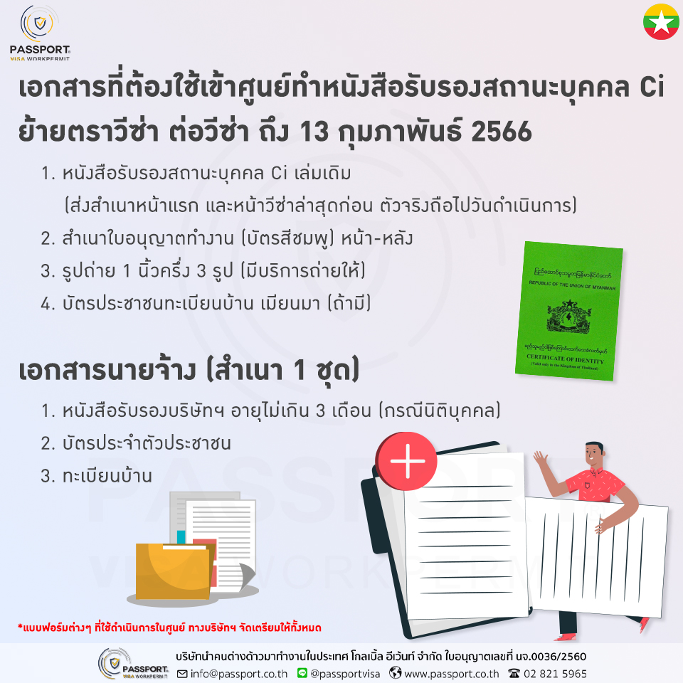 บริการ ทำหนังสือรับรองสถานะบุคคล Ci พม่า ใหม่